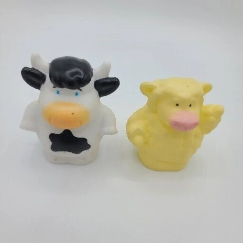 Tomy Ertl John Deere Farm Animals  2 Farmer Figures Lot Of 6 Cow Horse Sheep Pig